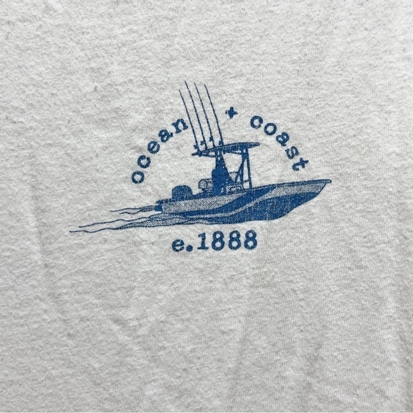 OCEAN & COAST Women’s Blue White Fishing Graphic Tee Short Sleeve Cotton Size M - Picture 3 of 5